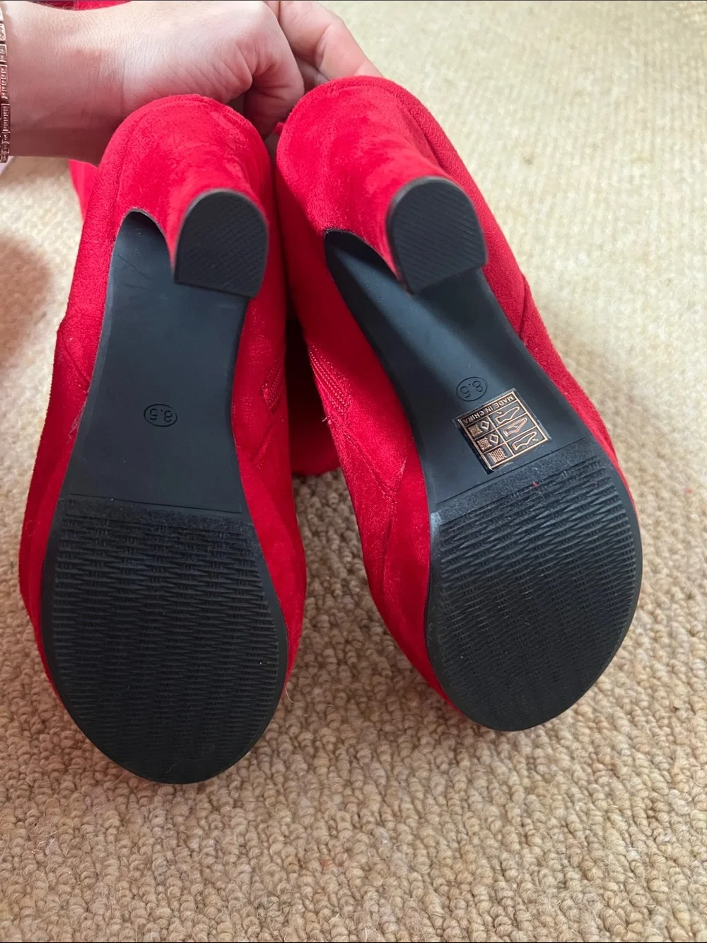 Dream Pairs Red Over-the-Knee Suede High Heel Boots